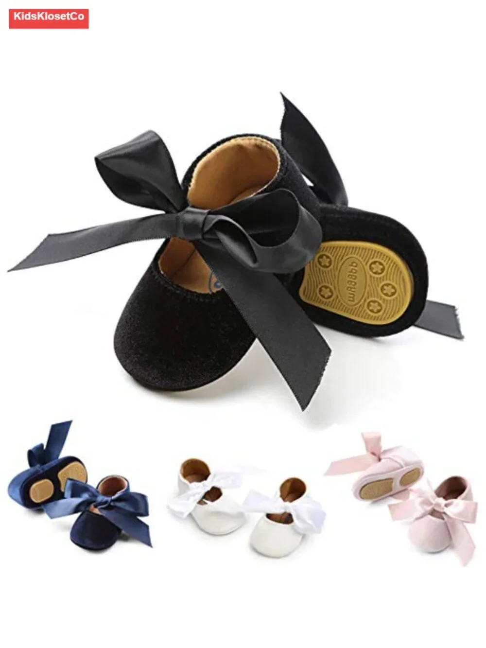 Infant Baby Girls Mary Jane Shoes Velvet Non-Slip Rubber Sole Ballet Slippers